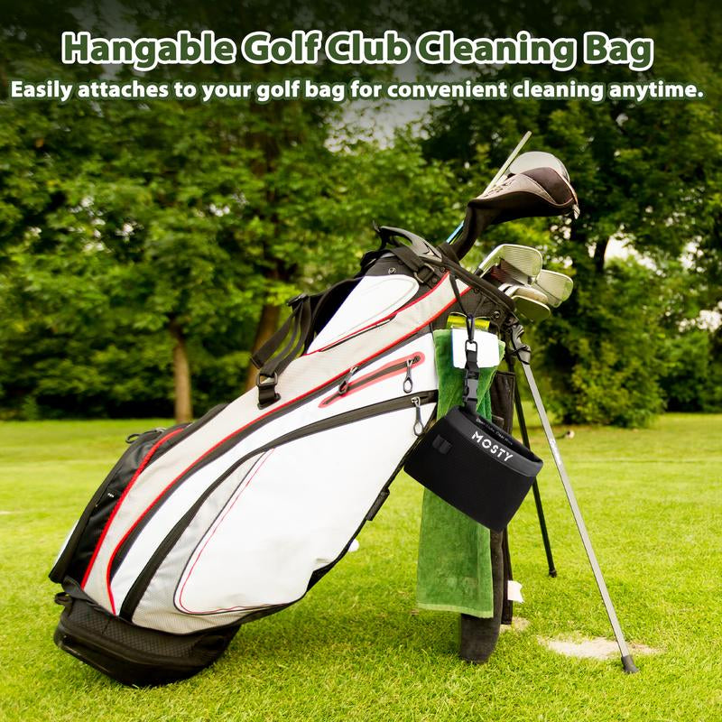 MOSTY Golf Club Cleaner & Golf Ball Cleaner,Portable Golf Ball Washer Cleaning Bag with Detachable Clip,Groove Cleaner, Golf Accessories for Clubs & Balls #Outdoorfun