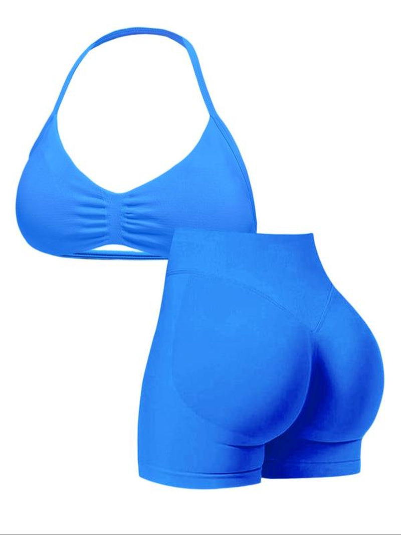 New Women'S Sporty Yoga Set, High-Waist Tight-Fitting Shorts and Tank Top, Summer Fitness for Running and Gym, Workout Running Clothes