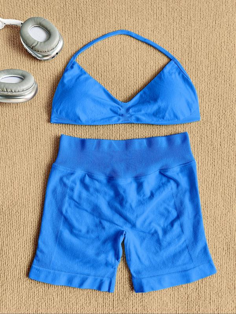 New Women'S Sporty Yoga Set, High-Waist Tight-Fitting Shorts and Tank Top, Summer Fitness for Running and Gym, Workout Running Clothes