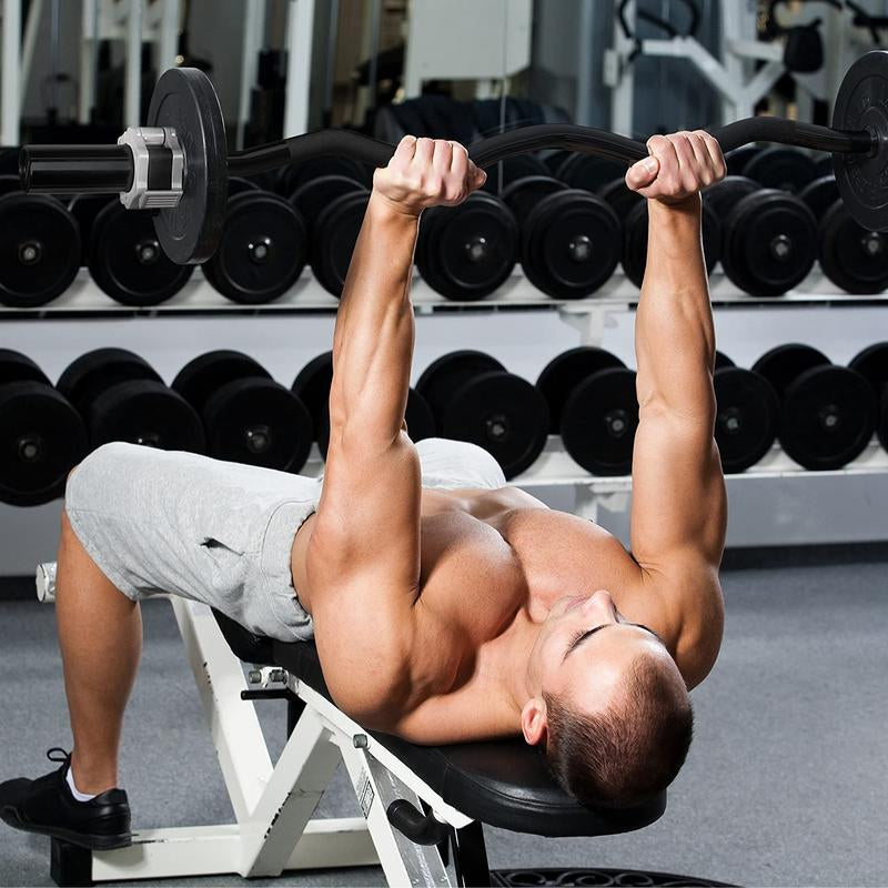 Ritfit EZ Curl Bar for Weight Training and Arm Workout - Chromed Finish for Durability and Corrosion Resistance Fitness Exercise Weight Lift