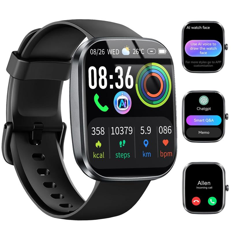 Smartwatch with Built-In AI Chatbot (Calls Received/Made), 1.91-Inch Unisex Model, Supports over 112 Fitness Activity Tracking, Calorie Burn/Sleep Monitoring, IP68 Waterproof Pedometer, Compatible with Android and Ios Systems.