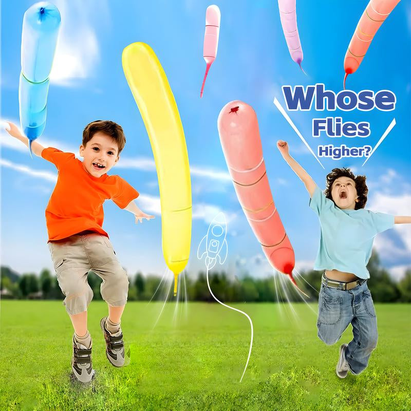 Dealsforyou 100 Pack Rocket Balloons plus 1 Easy to Use Pump Party Pack No Refill Needed Watch Balloons Rocket to Sky Outdoor Indoor Fun