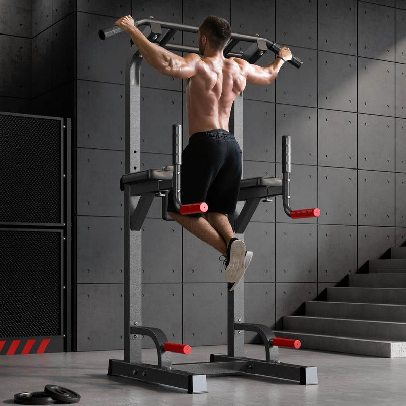 500LB Beast Mode 10-Level Adjustable Power Tower Pull up Bar + Dip Stand + 5-In-1 Strength Training All-Level Home Gym (Beginner ,Friendly),Adjustable Heavy Duty Power Tower,Pullup, Machine,Home Gym Equipment