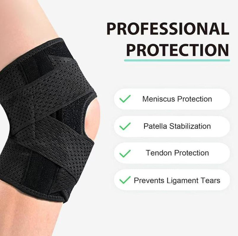 Knee Brace with Side Stabilizers for Meniscal Tear Knee Pain ACL MCL Arthritis Injuries Recovery Breathable Adjustable Knee Support for Men and Women