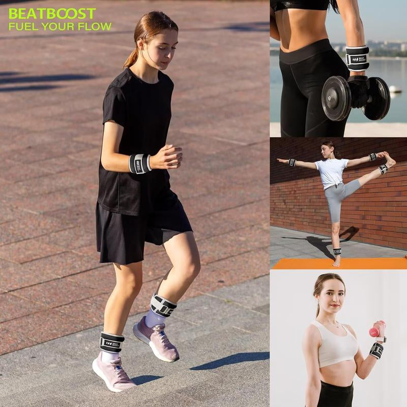 Ankle Wrist Weights for Women Men a Pair of 1 2 3 4 6 8 10 Lbs Arm Leg Weight Set with Adjustable Straps for Walking Pilates Exercise Workout Gym Aerobics Beatboost