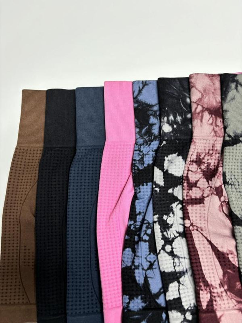 Women'S Solid/Tie Dye Print High Waist Sports Shorts, Breathable Comfortable High Stretch Yoga Shorts, Ladies Sportswear for Indoor Outdoor Wear