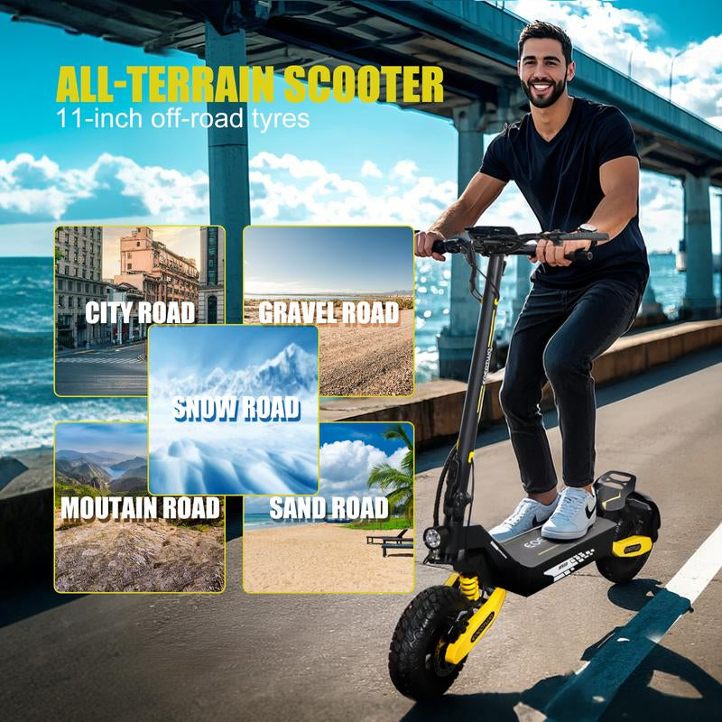 EOEOTWO GT06 Electric Scooter, 48V 13AH/23.4AH, Range of 40 Miles, 1200W Motor, Foldable Electric Skateboard, 28MPH, LED Display Screen, Front and Rear Dual Shock Absorbers, Electric Skateboard