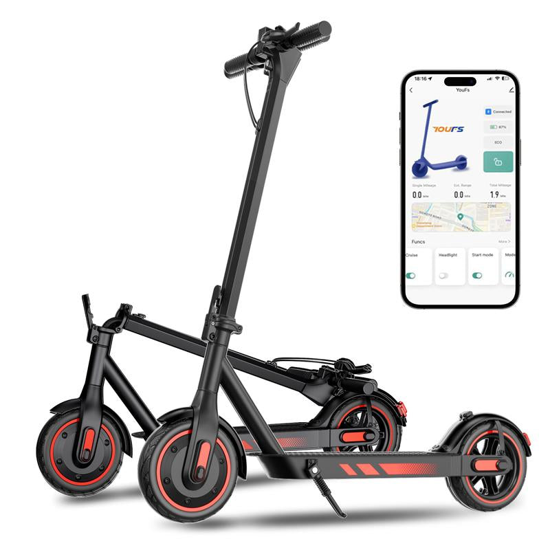 Electric Scooter 500W Motor for Adult with 10" Vacuum Big Tire,Max Speed 25Mph,Foldable & Portable Escooter for Commuting,Electric Kick Scooter with APP Control 36V 10.5AH Battery Foldable Scooter Dual Brake