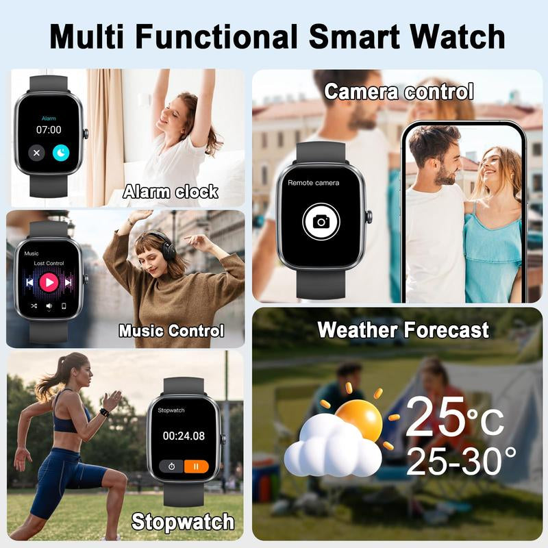 Smartwatch with Built-In AI Chatbot (Calls Received/Made), 1.91-Inch Unisex Model, Supports over 112 Fitness Activity Tracking, Calorie Burn/Sleep Monitoring, IP68 Waterproof Pedometer, Compatible with Android and Ios Systems.