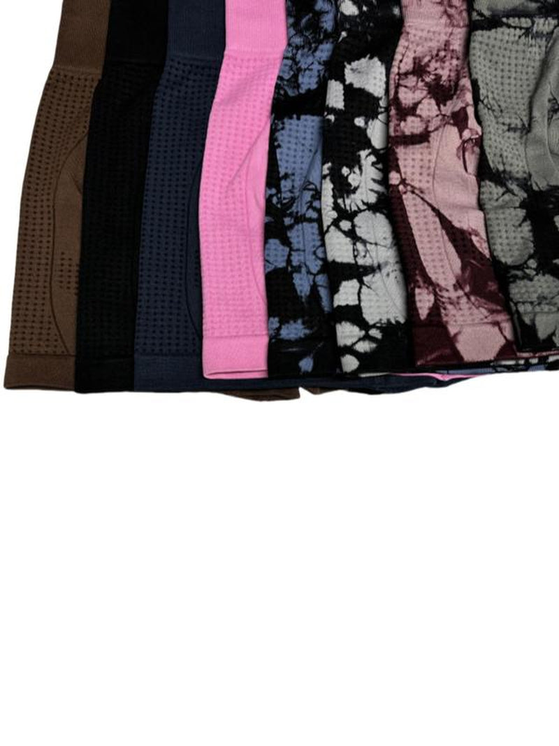 Women'S Solid/Tie Dye Print High Waist Sports Shorts, Breathable Comfortable High Stretch Yoga Shorts, Ladies Sportswear for Indoor Outdoor Wear