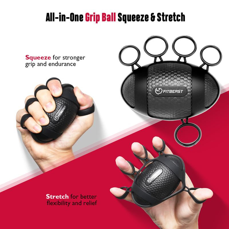Fitbeast 10-160 Lbs Grip Strength Trainer Kit, Pro Hand and Forearm Strengthener Kit with Adjustable Resistance and Multi-Function Massage Balls for Hand Therapy, Grip Training, and Recovery