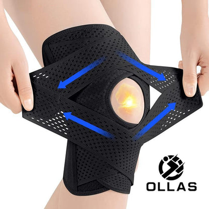OLLAS 1Pc plus Size Knee Compression Wrapbrace (Order a Size Up), Breathable Adjustableknee Brace for Men and Women, Knee Bracewith Side Stabilizers Leg Supporter