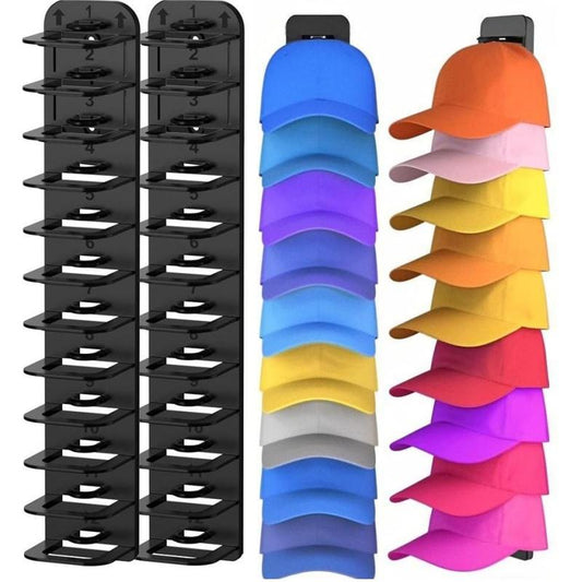 2 Upgraded Oversized Baseball Cap Organizers. Hold 24 Caps, Install Easily without Drilling. Ideal for Closet Doors, Wardrobes, and Walls—Transform Any Space into a Tidy Hat Display.