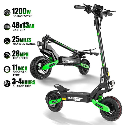 EOEOTWO GT06 Electric Scooter, 48V 13AH/23.4AH, Range of 40 Miles, 1200W Motor, Foldable Electric Skateboard, 28MPH, LED Display Screen, Front and Rear Dual Shock Absorbers, Electric Skateboard