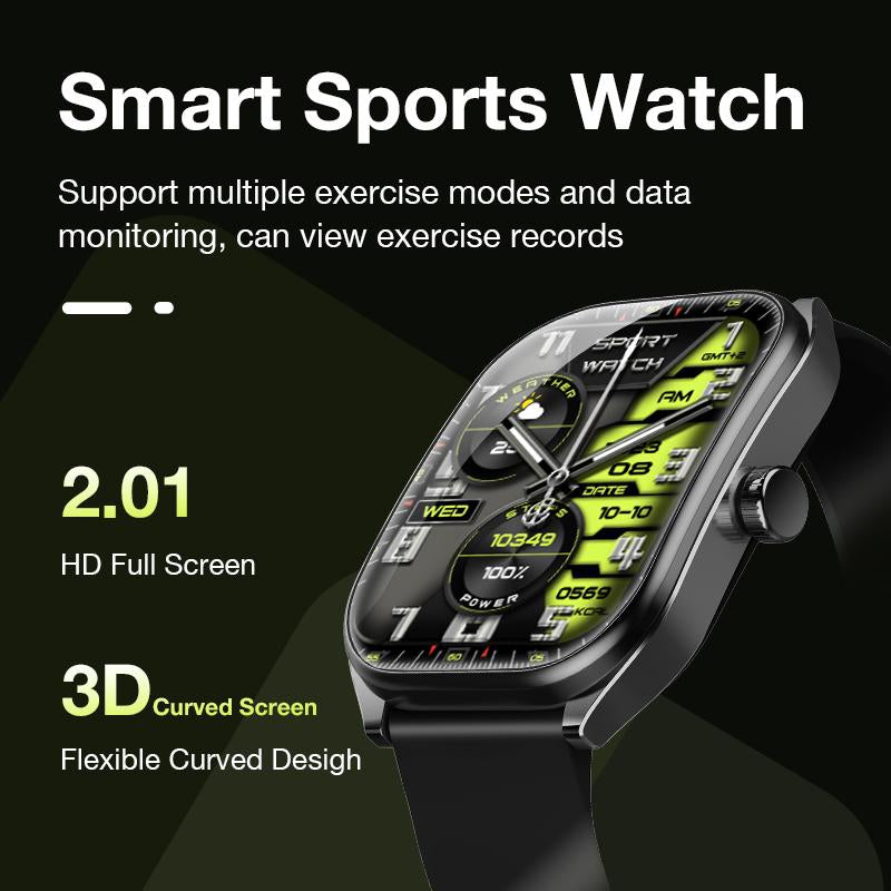 Aolon Curve Smart Watch 2.01" Screen IP68 Waterproof, Wireless Calling, 100+ Sports Modes, Health Monitoring, Assistant Weather Push, Stopwatch, Timer, Stopwatch and Otherfunctions, Compatible with Android and Iphone Phones