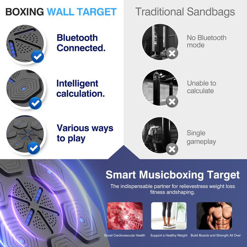 Upgraded Music Boxing Machine - Smart Bluetooth Wall-Mounted Boxing Trainer with Punch Counter, Adjustable Speed & Premium Gloves - Home/Office Workout & Stress Relief for Fitness Enthusiasts LED Light Sword Cosplay Set Wooden Gymnastic Rings