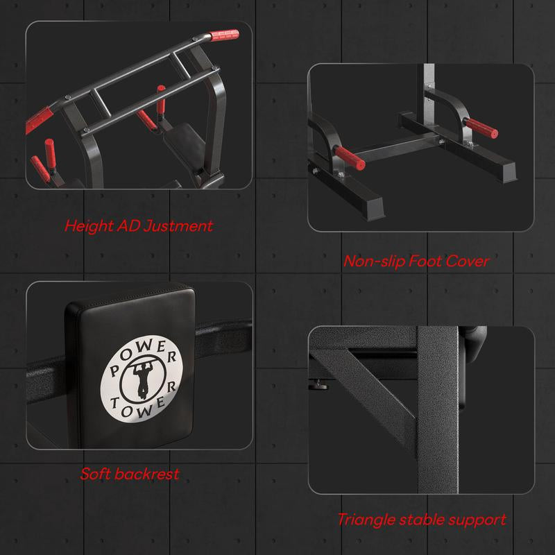 500LB Beast Mode 10-Level Adjustable Power Tower Pull up Bar + Dip Stand + 5-In-1 Strength Training All-Level Home Gym (Beginner ,Friendly),Adjustable Heavy Duty Power Tower,Pullup, Machine，Home Gym Equipment