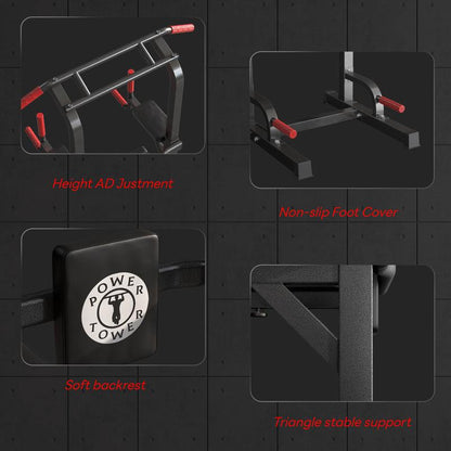 500LB Beast Mode 10-Level Adjustable Power Tower Pull up Bar + Dip Stand + 5-In-1 Strength Training All-Level Home Gym (Beginner ,Friendly),Adjustable Heavy Duty Power Tower,Pullup, Machine，Home Gym Equipment