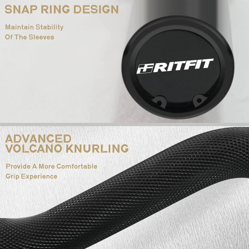 Ritfit EZ Curl Bar for Weight Training and Arm Workout - Chromed Finish for Durability and Corrosion Resistance Fitness Exercise Weight Lift