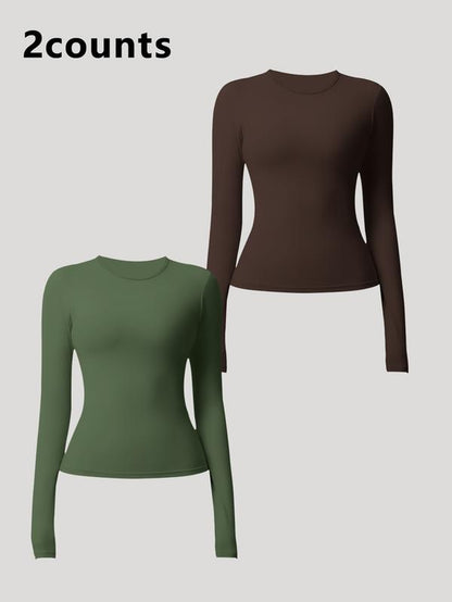 Women'S Seamless Long Sleeve Yoga Top Set, Sporty Woven Fabric, Thin Fit, Ideal for All Seasons, Running & Gym Wear