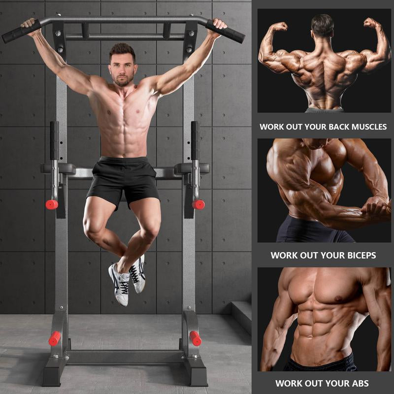 500LB Beast Mode 10-Level Adjustable Power Tower Pull up Bar + Dip Stand + 5-In-1 Strength Training All-Level Home Gym (Beginner ,Friendly),Adjustable Heavy Duty Power Tower,Pullup, Machine，Home Gym Equipment