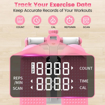 Pink Compact Stepper Machine with Resistance Bands – Full-Body Workout for Home Use, Supports 300 Lbs – Tone Muscles & Burn Calories Efficiently