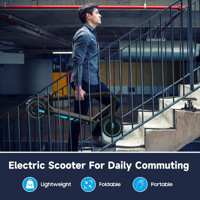 Electric Scooter 500W Motor for Adult with 10" Vacuum Big Tire,Max Speed 25Mph,Foldable & Portable Escooter for Commuting,Electric Kick Scooter with APP Control 36V 10.5AH Battery Foldable Scooter Dual Brake