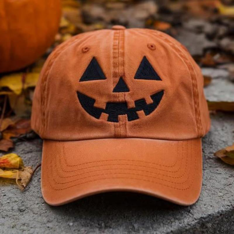 Halloween Pumpkin Face Baseball Hat for Men Women Halloween Ghost Hat Pumpkin Embroidery Baseball Cap for Halloween Parties
