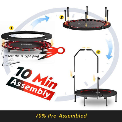 Foldable Trampoline with Adjustable U-Bar Handle – 40Inch, Quiet Bouncing for Motor Skill Training, 32 High-Quality Springs, Easy to Store