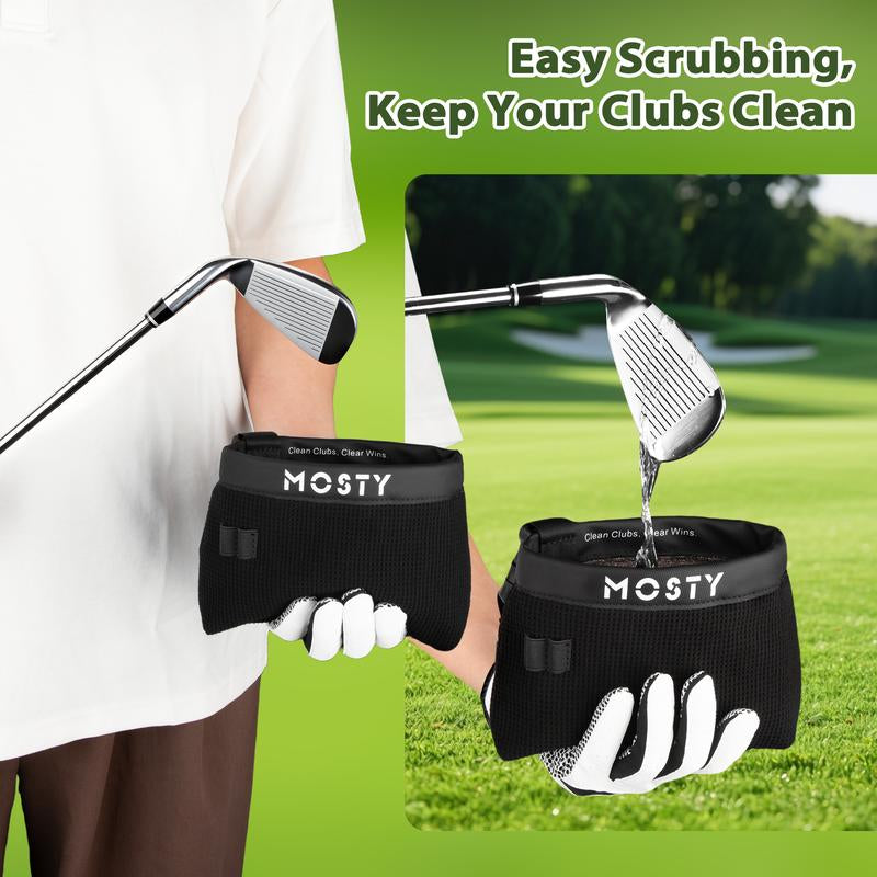 MOSTY Golf Club Cleaner & Golf Ball Cleaner,Portable Golf Ball Washer Cleaning Bag with Detachable Clip,Groove Cleaner, Golf Accessories for Clubs & Balls #Outdoorfun