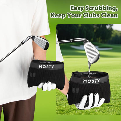 MOSTY Golf Club Cleaner & Golf Ball Cleaner,Portable Golf Ball Washer Cleaning Bag with Detachable Clip,Groove Cleaner, Golf Accessories for Clubs & Balls #Outdoorfun