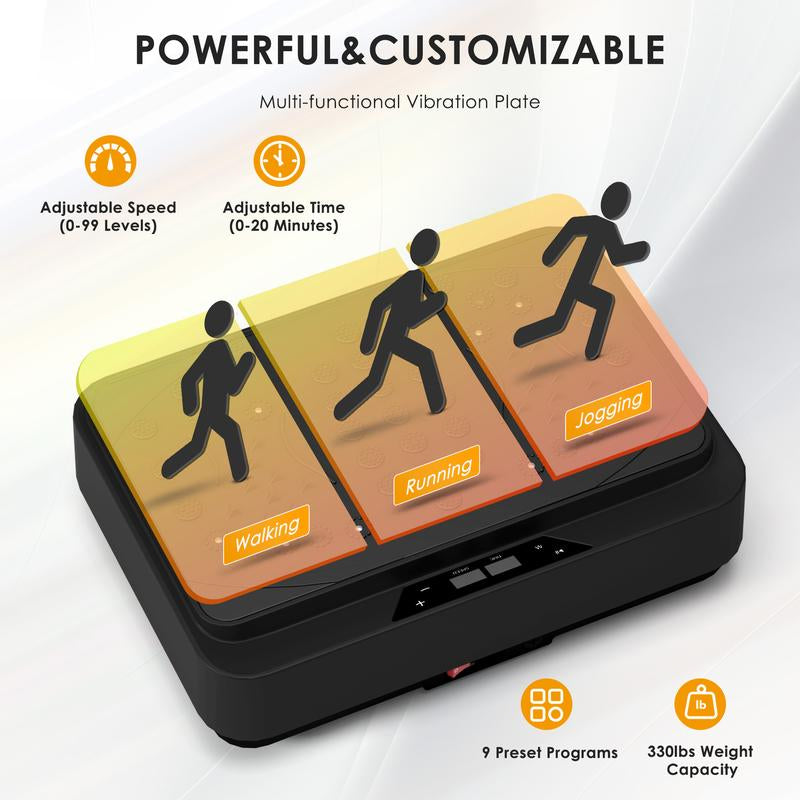 Vibration Platform Machine Water Resistance Bands - 25Lbs Home Fitness Whole Body Workout, LED Display & Remote, 28" Compact Design for Weight Loss & Toning