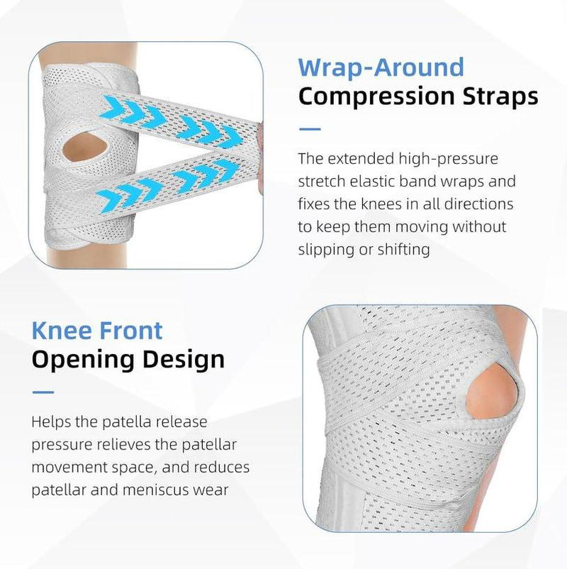 Knee Brace with Side Stabilizers for Meniscal Tear Knee Pain ACL MCL Arthritis Injuries Recovery Breathable Adjustable Knee Support for Men and Women