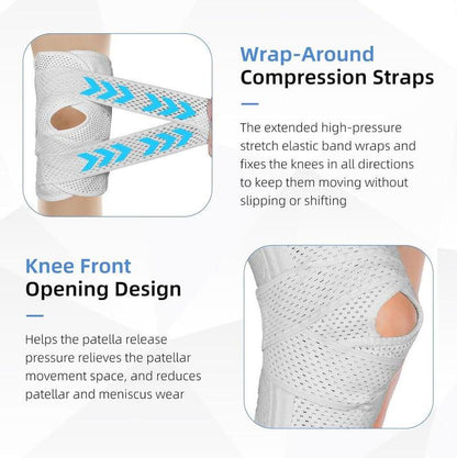 Knee Brace with Side Stabilizers for Meniscal Tear Knee Pain ACL MCL Arthritis Injuries Recovery Breathable Adjustable Knee Support for Men and Women