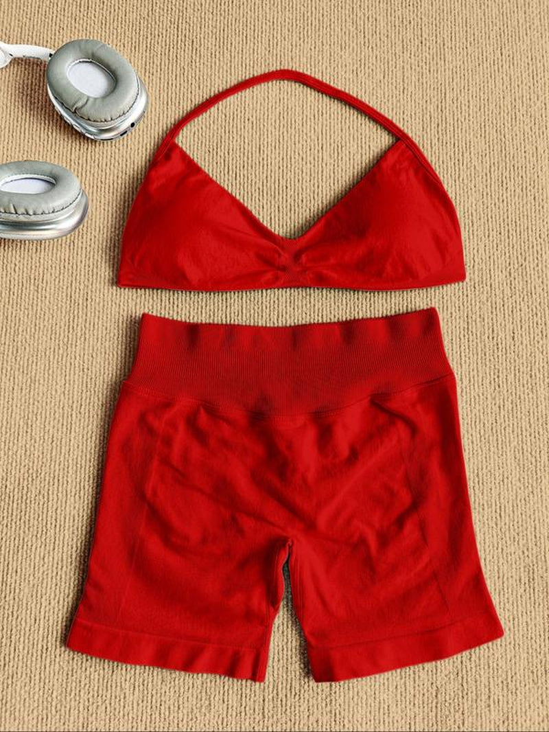 New Women'S Sporty Yoga Set, High-Waist Tight-Fitting Shorts and Tank Top, Summer Fitness for Running and Gym, Workout Running Clothes