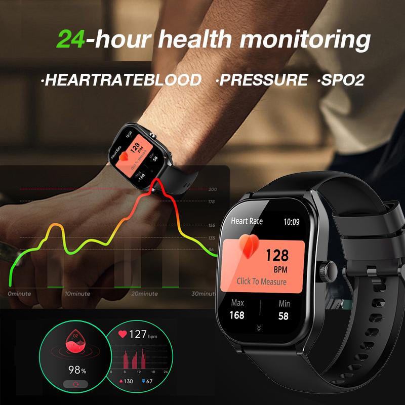 Aolon Curve Smart Watch 2.01" Screen IP68 Waterproof, Wireless Calling, 100+ Sports Modes, Health Monitoring, Assistant Weather Push, Stopwatch, Timer, Stopwatch and Otherfunctions, Compatible with Android and Iphone Phones