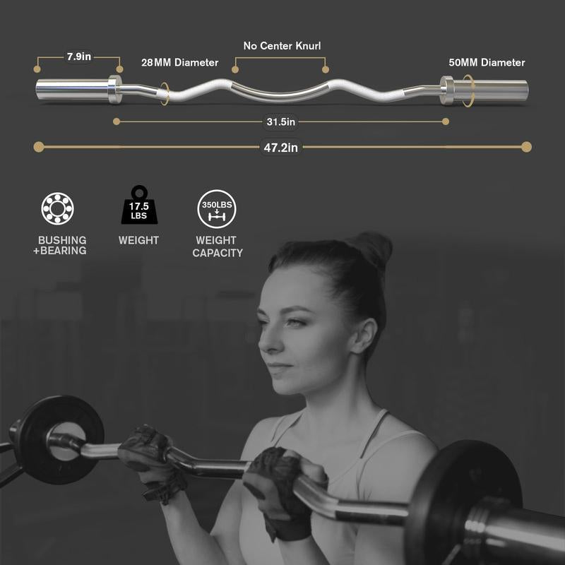 Ritfit EZ Curl Bar for Weight Training and Arm Workout - Chromed Finish for Durability and Corrosion Resistance Fitness Exercise Weight Lift