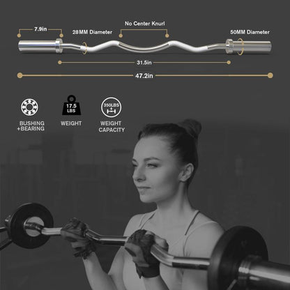 Ritfit EZ Curl Bar for Weight Training and Arm Workout - Chromed Finish for Durability and Corrosion Resistance Fitness Exercise Weight Lift