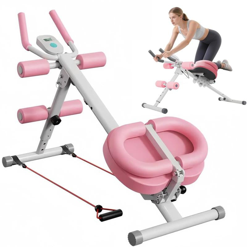 Ab Workout Equipment, Adjustable Sit-Up Machine for Full-Body Workouts and Strength Training at Home, Body-Shaping Fitness Equipment, Foldable Waist Trainer, Beginner-Friendly, Available in Pink/Purple.