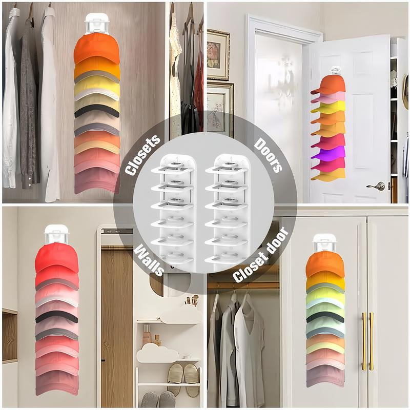 2 Upgraded Oversized Baseball Cap Organizers. Hold 24 Caps, Install Easily without Drilling. Ideal for Closet Doors, Wardrobes, and Walls—Transform Any Space into a Tidy Hat Display.