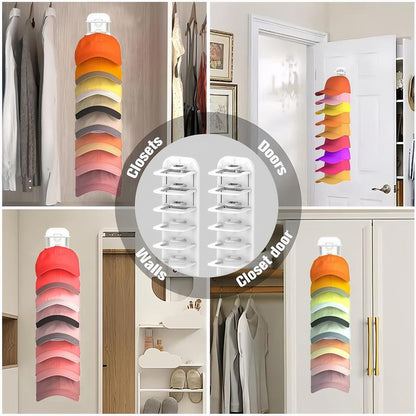 2 Upgraded Oversized Baseball Cap Organizers. Hold 24 Caps, Install Easily without Drilling. Ideal for Closet Doors, Wardrobes, and Walls—Transform Any Space into a Tidy Hat Display.