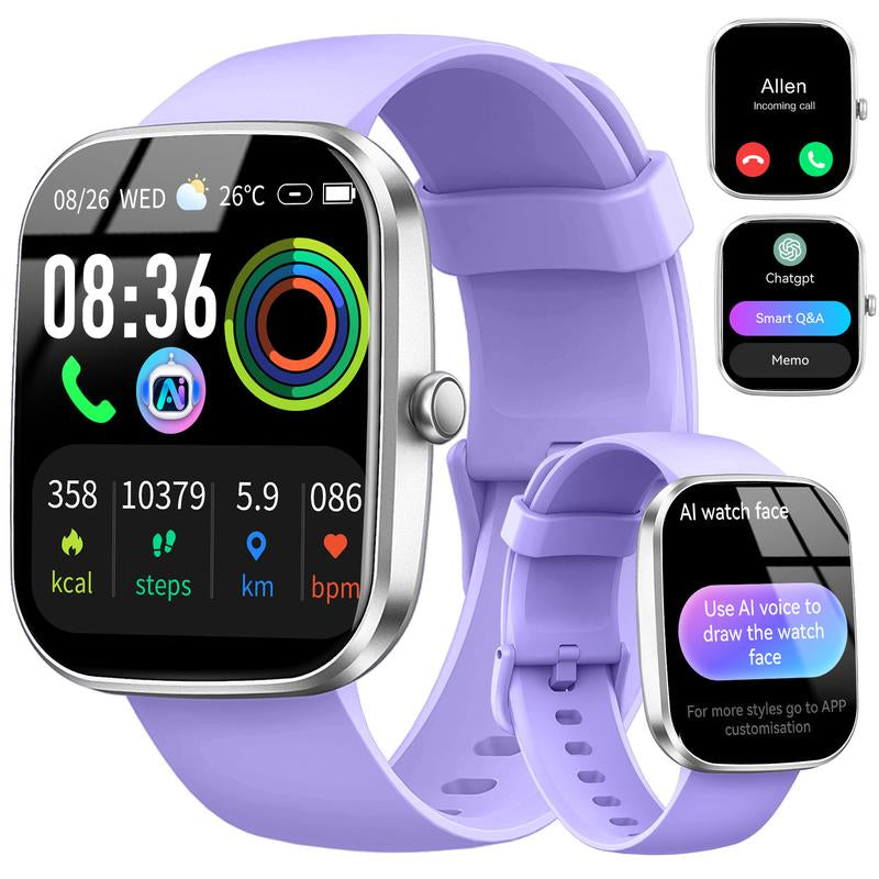 Smartwatch with Built-In AI Chatbot (Calls Received/Made), 1.91-Inch Unisex Model, Supports over 112 Fitness Activity Tracking, Calorie Burn/Sleep Monitoring, IP68 Waterproof Pedometer, Compatible with Android and Ios Systems.