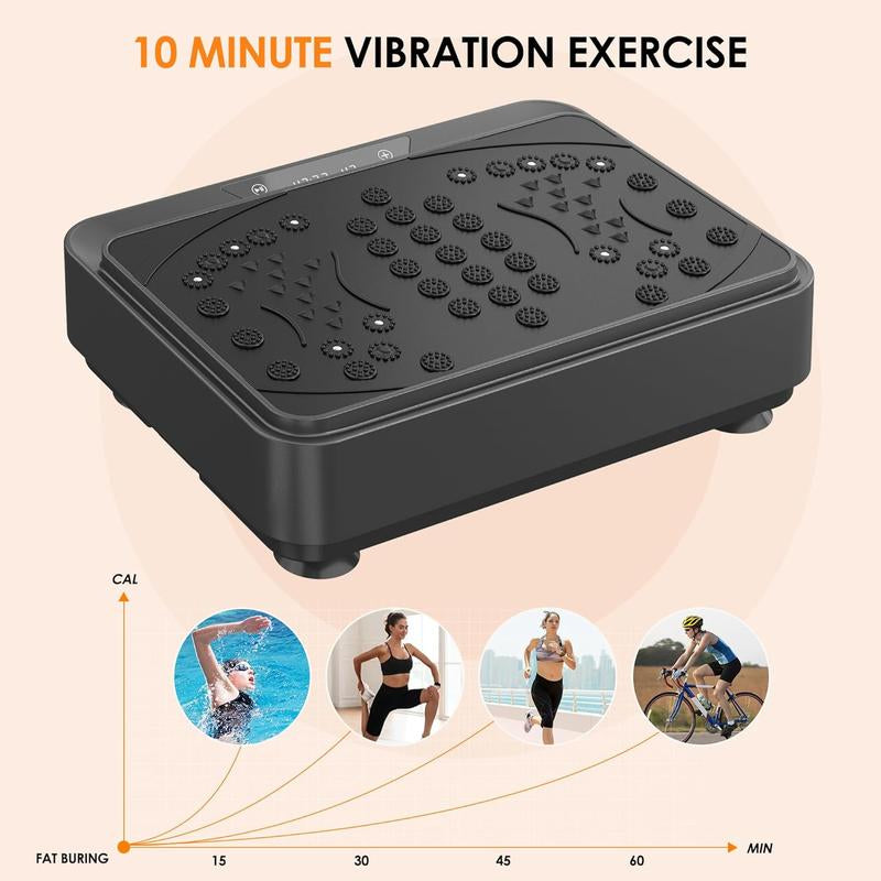 Vibration Platform Machine Water Resistance Bands - 25Lbs Home Fitness Whole Body Workout, LED Display & Remote, 28" Compact Design for Weight Loss & Toning