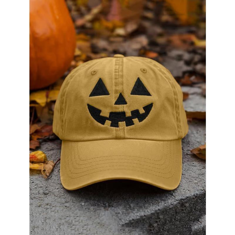 Halloween Pumpkin Face Baseball Hat for Men Women Halloween Ghost Hat Pumpkin Embroidery Baseball Cap for Halloween Parties