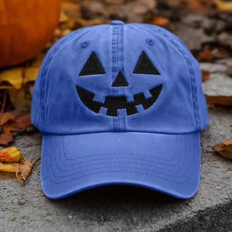 Halloween Pumpkin Face Baseball Hat for Men Women Halloween Ghost Hat Pumpkin Embroidery Baseball Cap for Halloween Parties