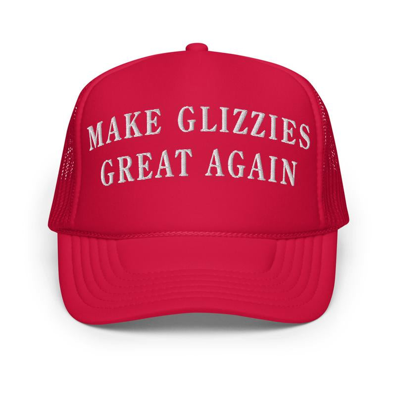 Make Glizzies Great Again Funny Foam Trucker Hat - Structured 5-Panel Cap with Adjustable Plastic Snap & High-Density Foam Front Panel