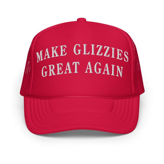 Make Glizzies Great Again Funny Foam Trucker Hat - Structured 5-Panel Cap with Adjustable Plastic Snap & High-Density Foam Front Panel