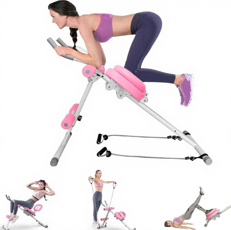 Ab Workout Equipment, Adjustable Sit-Up Machine for Full-Body Workouts and Strength Training at Home, Body-Shaping Fitness Equipment, Foldable Waist Trainer, Beginner-Friendly, Available in Pink/Purple.