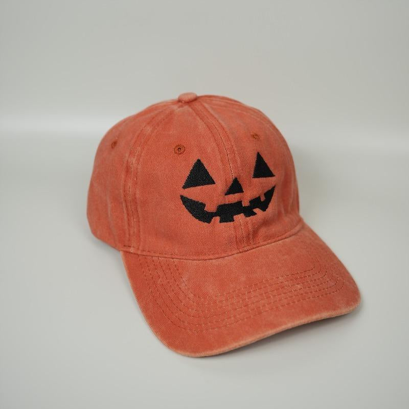 Halloween Pumpkin Face Baseball Hat for Men Women Halloween Ghost Hat Pumpkin Embroidery Baseball Cap for Halloween Parties