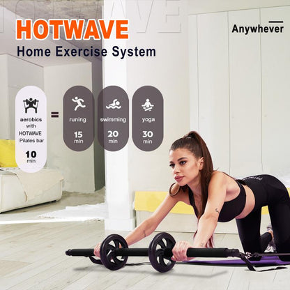 HOTWAVE Pilates Barbell Set with 4 Resistance Bands for Legs, Buttocks, Waist, Arms, Squats, Pilates Fitness Equipment for Home Workouts, Adjustable Length, Suitable for Men Women Yoga Training